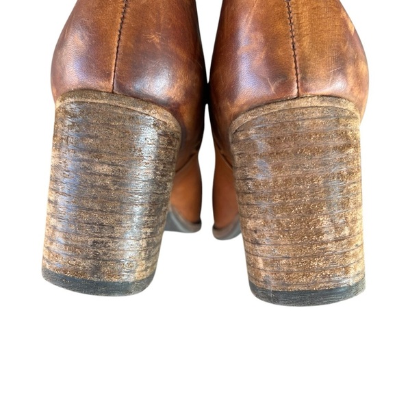 Frye Addie Double Zip Moto Ankle Boot Cognac Distressed Leather Size 9 NICE! - Picture 10 of 16